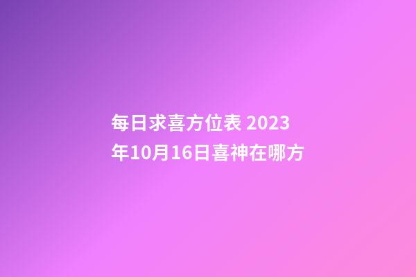 每日求喜方位表 2023年10月16日喜神在哪方